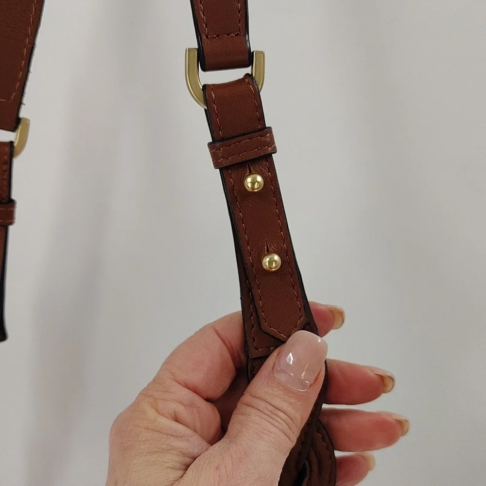Lodis Saratoga Crossbody Bag mixed media Brown and Gold Design